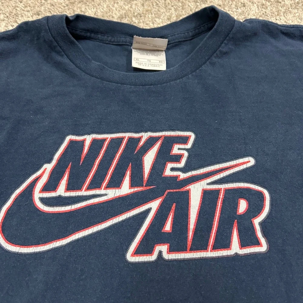Vintage Nike Long Sleeve T-Shirt Nike Air XL Navy Blue Graphic Logo Cotton Mens‎